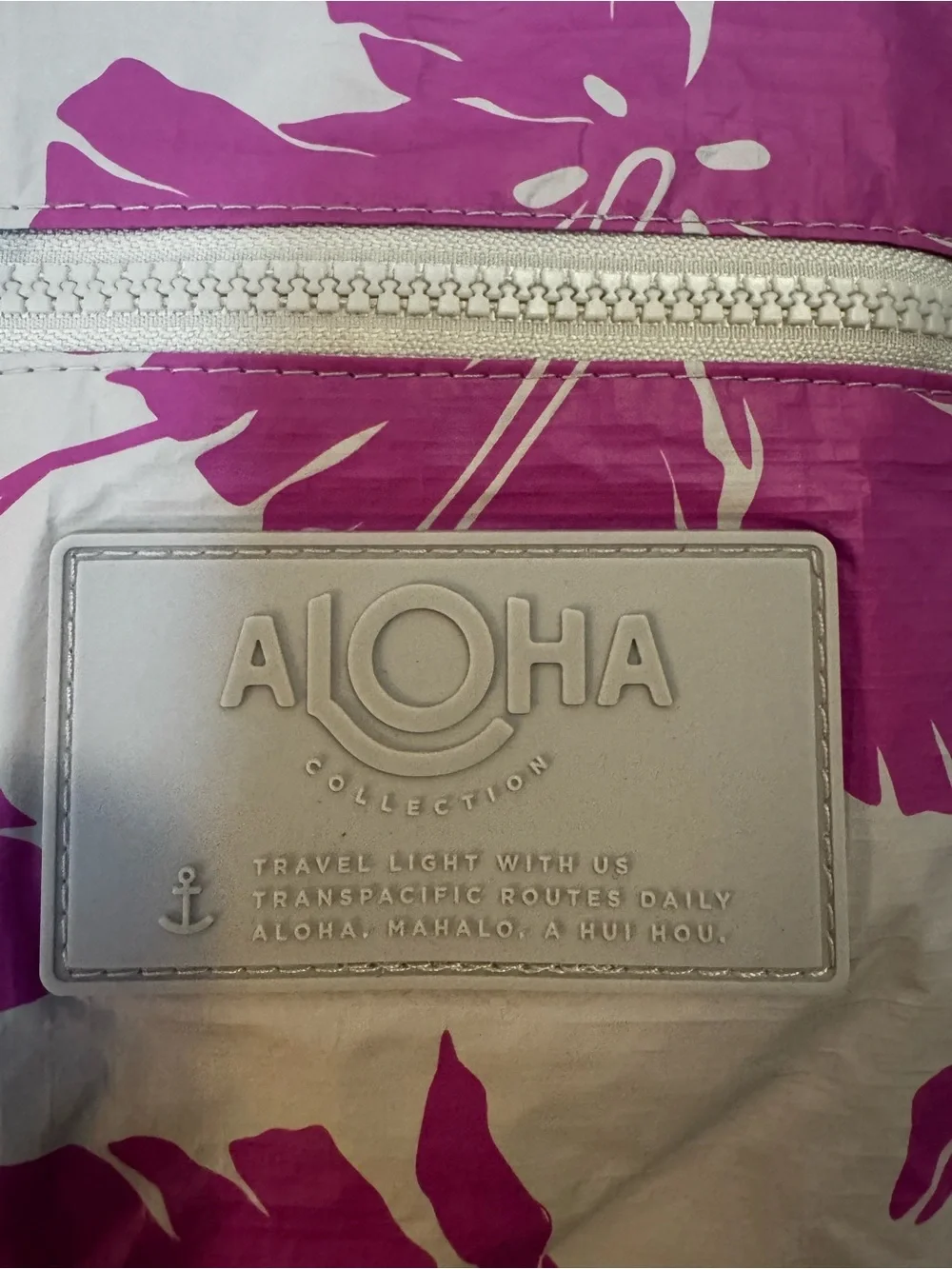 ALOHA Splash Proof Floral Tote Bag - Beige with Pink Print